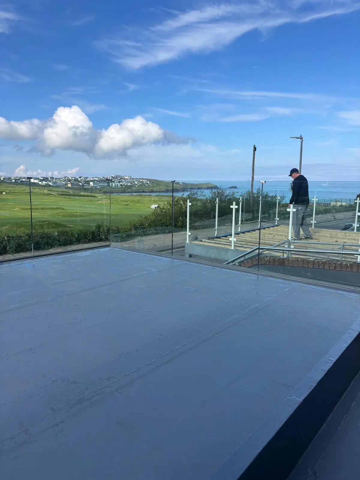 Completed flat roof above a garage