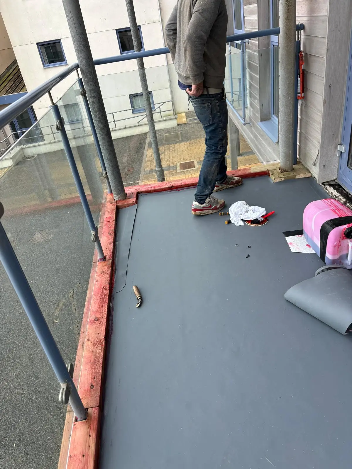Balcony waterproofing in progress