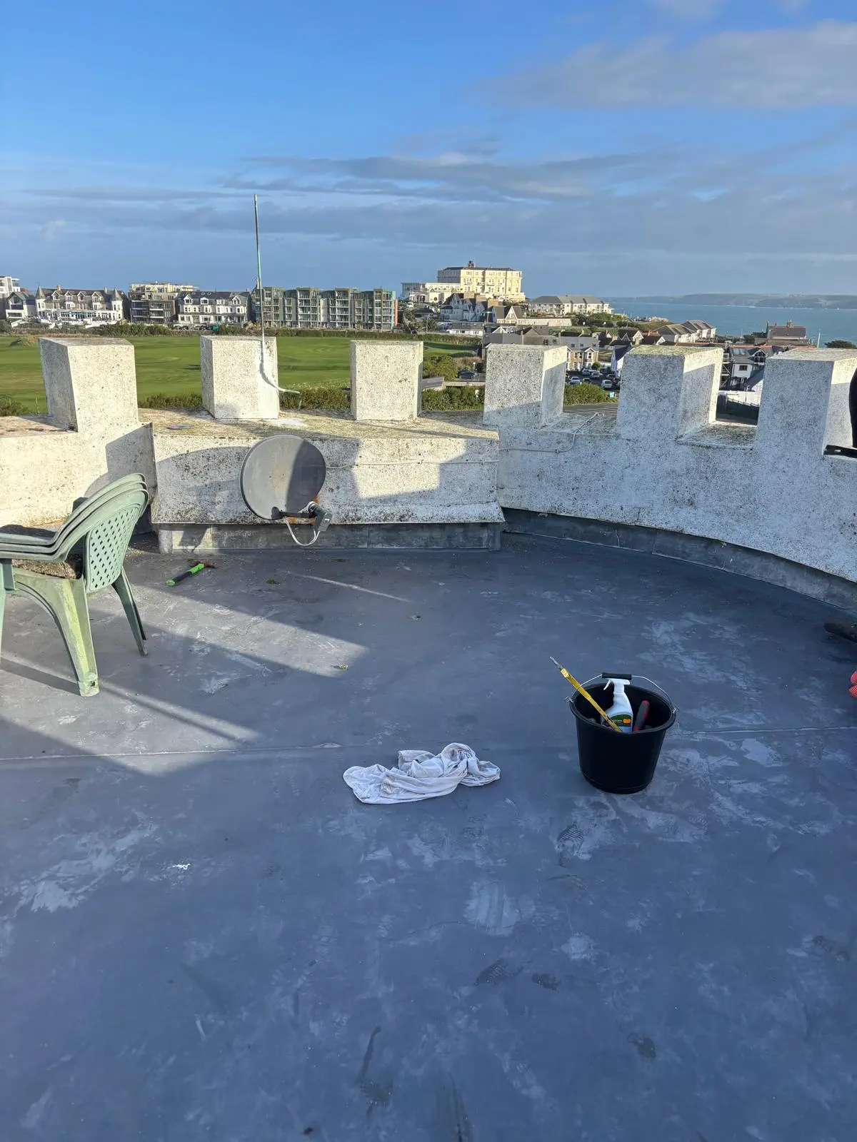 Fibreglass roof installation in progress
