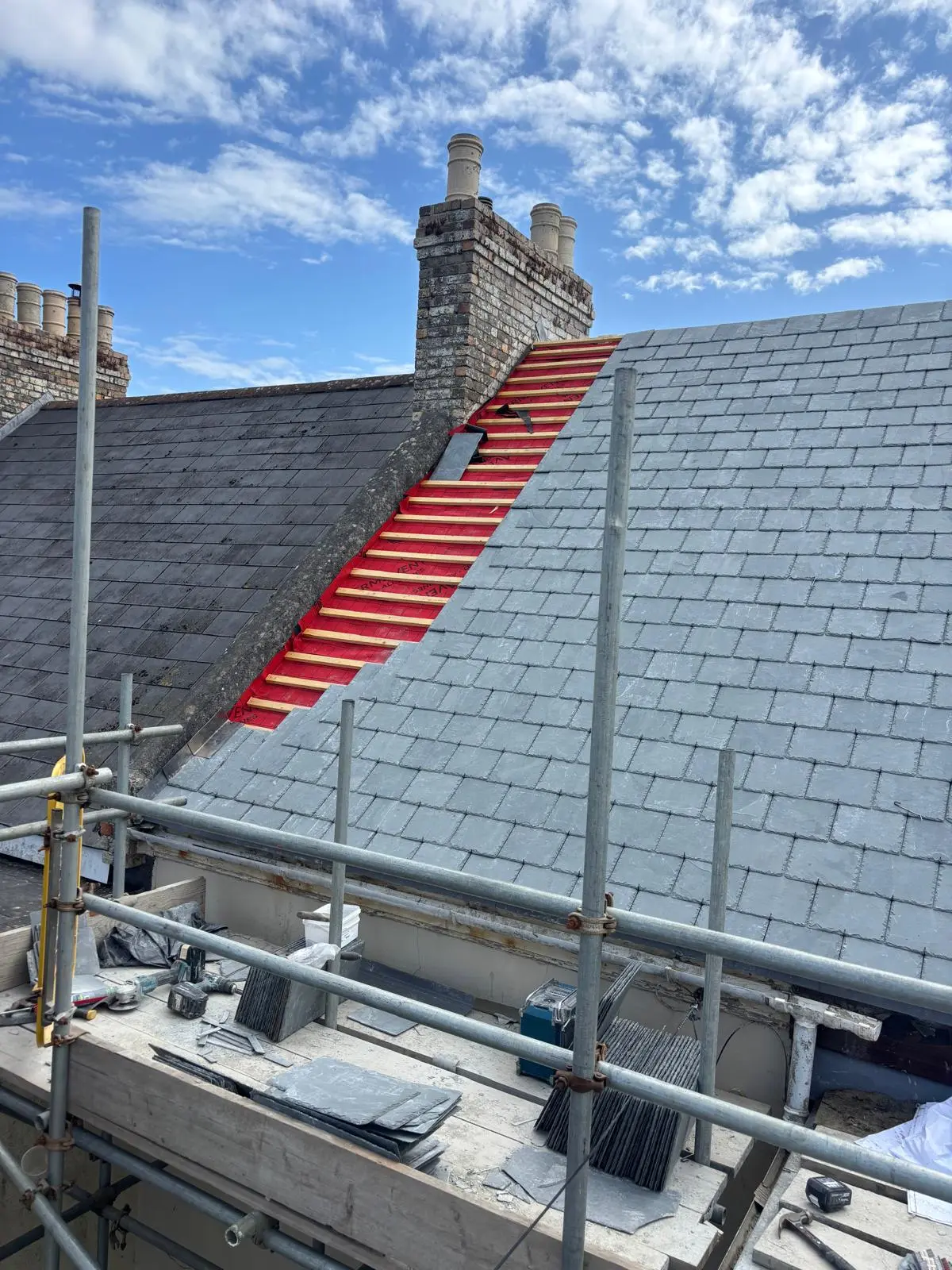During tiled reroof