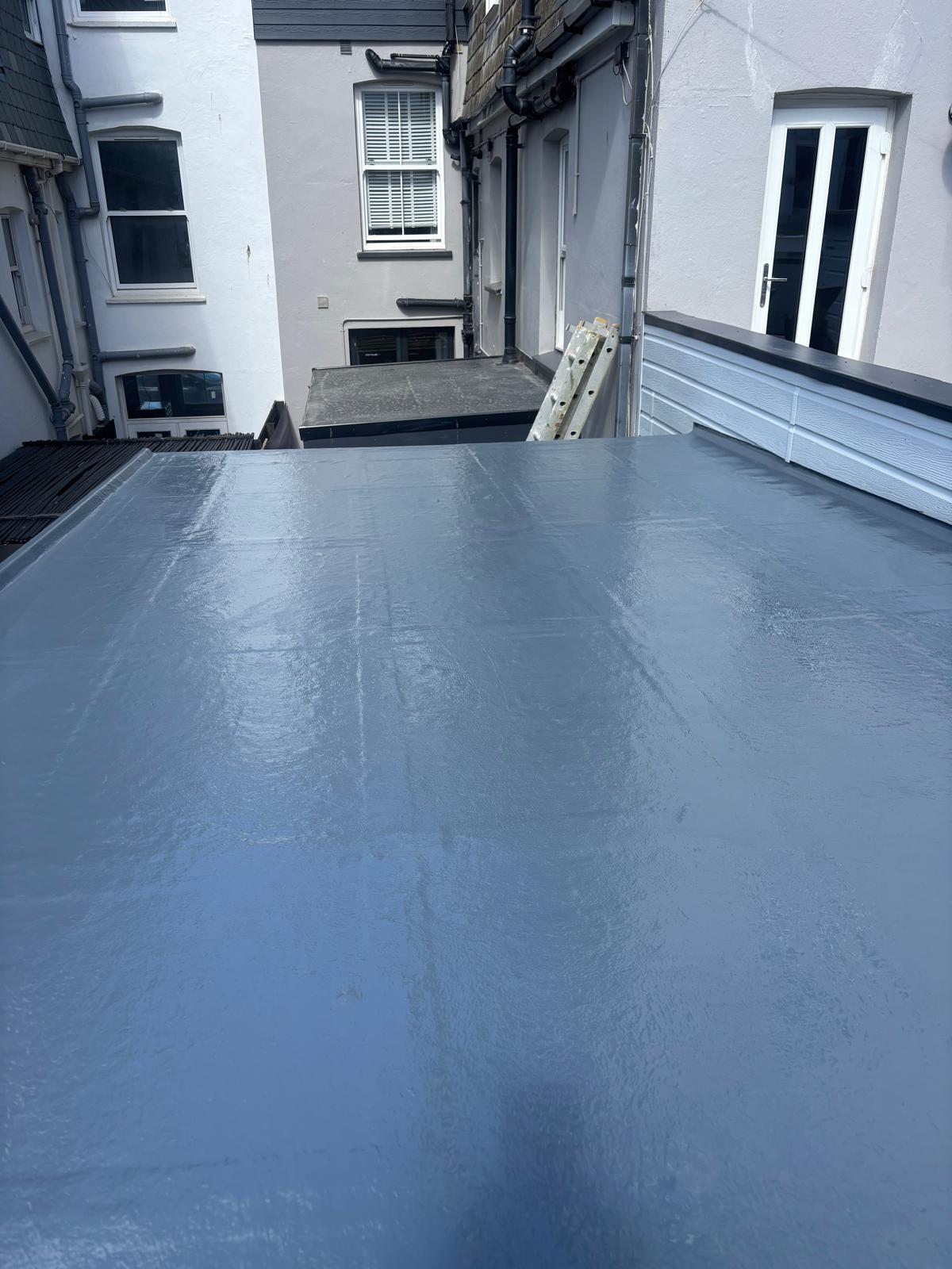 Completed fibreglass roof repair.