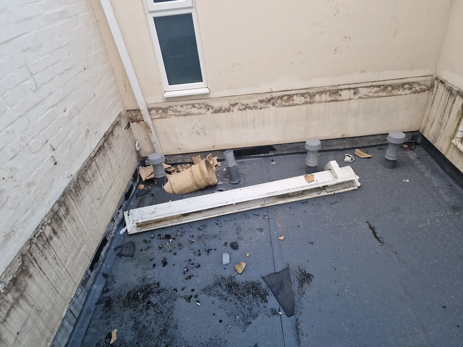 Damage around a chimney pot
